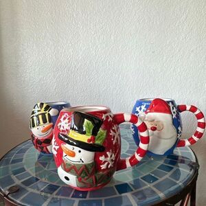 PIA Set of 3 Mugs Christmas snowmen and Santa ceramic mugs